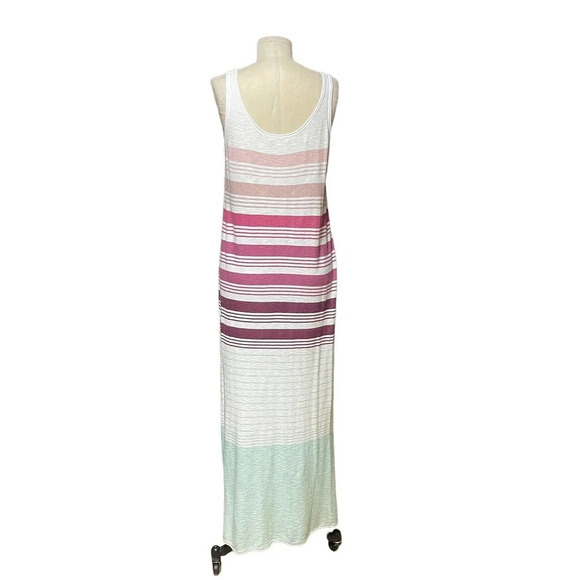 Vince Variegated Stripe Sleeveless Tank Maxi Dress White Size Large - Picture 7 of 9